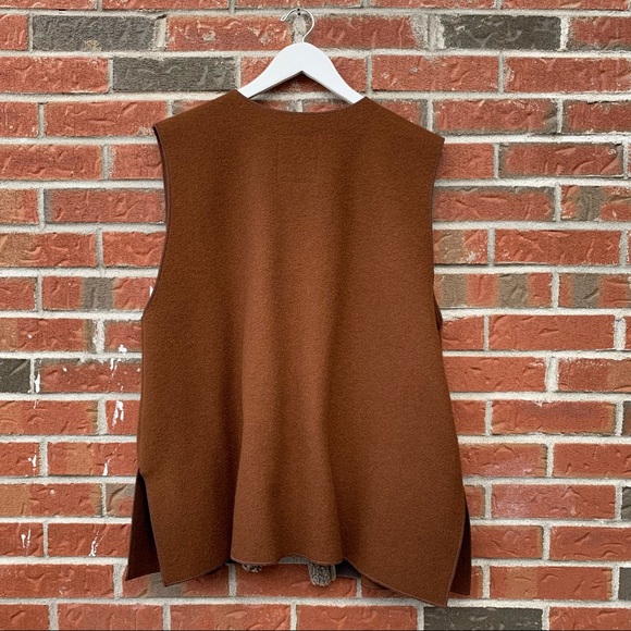 ❌SOLD❌ Sherpa genuine sheepskin and Chestnut Brown wool sleeveless jacket vest - Picture 8 of 9